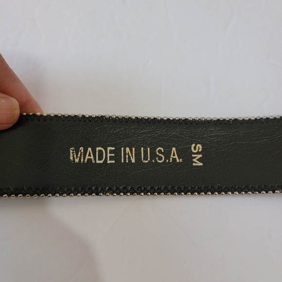 VTG Leather Belt Black Sparkly Sz S/M Buckle Y2K Whimsigoth Grunge Witch USA